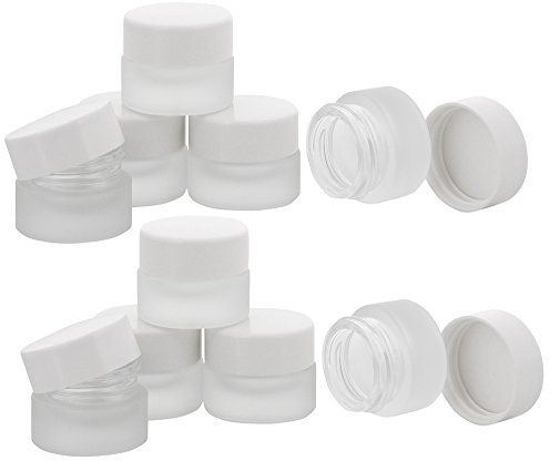Matt Glastiegel 15ml m. weißen Kunststoff-Deckel, Leerer Tiegel, Kosmetex Glasdose, 10× weiß