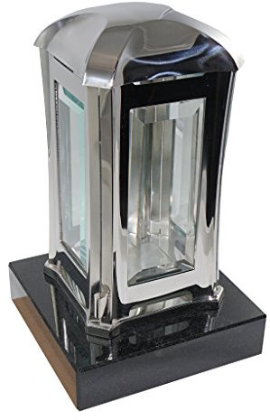 Kunst-Art-Köhl Edelstahllaterne EMSL06 Oberfläche glänzend montiert auf einem Granitsockel (Größe Sockel 17cm x17cm x4cm, Black)
