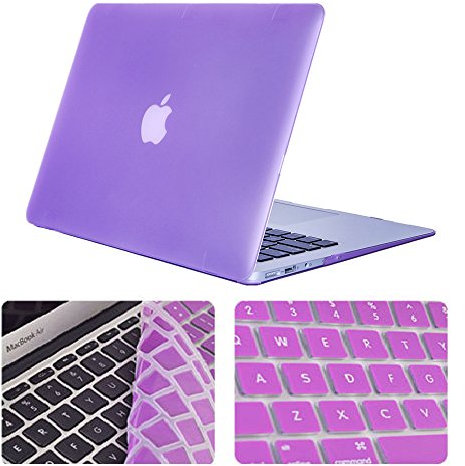 Se7enline Compatible with Macbook Air 13 inch Cover Frosted Silky-Smooth Satins Soft-Touch Hard Shell Case Cover for Macbook Air 13.3 Model A1369/A1466 with EU Layout Keyboard Cover, Light Purple