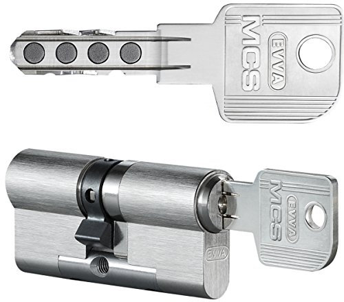 EVVA MCS Doppelzylinder 36/51 | Profilzylinder sehr hohem Kopierschutz | Magnet-Technologie Bohrschutz Ziehschutz & Not- und Gefahrenfunktion | verschiedenschließend | 5 Schlüssel | Sicherungskarte
