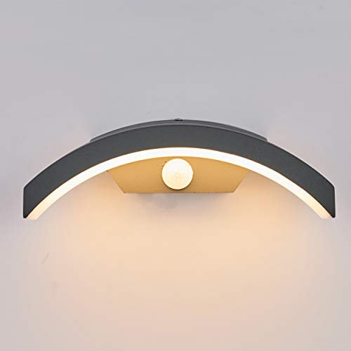 Topmo-plus 24W LED Wandspot außenlampen wandleuchte Aluminium/PC mit Bewegungsmelder IP65 Wasserdicht Downlight Terasse/Garden/Korridor/Flur 27CM anthrazit 3000K warmweiß