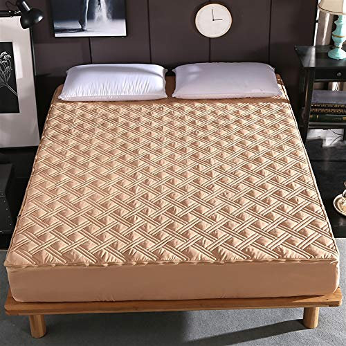 LIVEINU 360 Grad Rundumschutz Matratzenschoner mit Zweiseitigem Reißverschluss Gesteppt Anti-Allergisch Unterbetten Maschinenwaschbar Matratzenauflage Matratzenschutz Braun 120x200x15cm