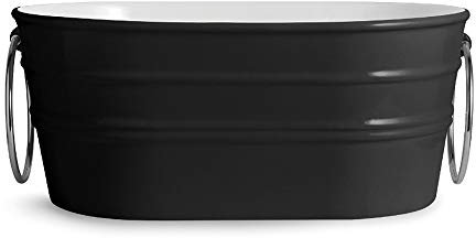 Horganica Vasque Lavabo à Poser/Suspendu Oval Tinozza Noir Profond Brillant en céramique - Made in Italy (avec Porte-Serviettes)