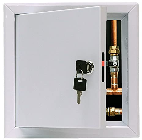 Zugangstür, 61 x 61 cm, Stahl, abnehmbare Tür für Wand-/Decken-Anwendung (Schloss und Schlüssel) mit Rahmen – [Außenmaße: 63,5 cm Breite x 63,5 cm Höhe]