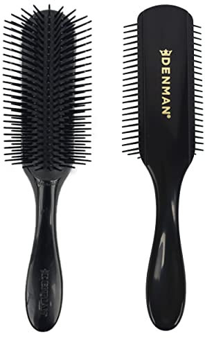 Denman Cepillo de pelo rizado D4 (todo negro) Cepillo de peinado de 9 filas para peinar, alisar el cabello más largo y definir rizos, para mujeres y hombres