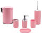 BM Set di Accessori da Bagno in Plastica, Set Accessori Bagno Completo 6 Pezzi, Dispenser, Portaspazzolino, Bicchiere, Portasaponetta, Portascopino, Pattumiera (Anguria)