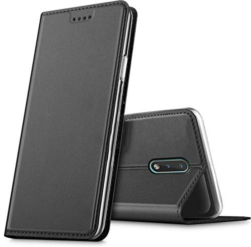 Verco Handyhülle für Nokia 2.3, Premium Handy Flip Cover für Nokia 2.3 Hülle [integr. Magnet] Book Case PU Leder Tasche, Schwarz