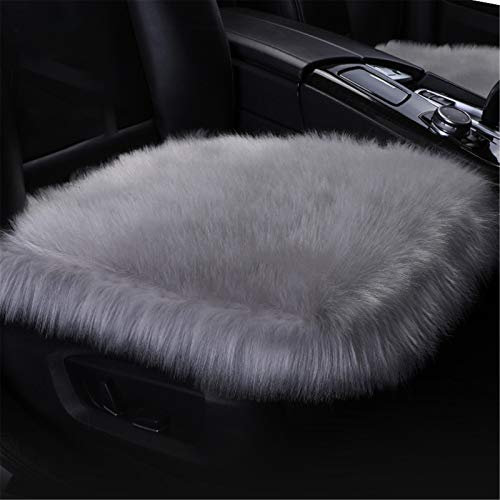Plüsch Autositzbezug,Faux Lammfell Auto Sitzauflage,Winter Warme Sitzkissenbezug, Sitzbezug,Autositzkissen Abdeckung Modell Universal (Grau,Vordersitzkissen)