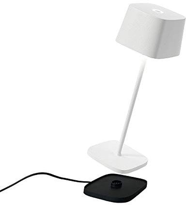 Zafferano, Ofelia Lampe, Kabellose, Wiederaufladbare Tischlampe mit Touch Control, Auch für den Außenbereich Geeignet, Dimmer, 2700-3000 K, Höhe 29 cm, Farbe weiß