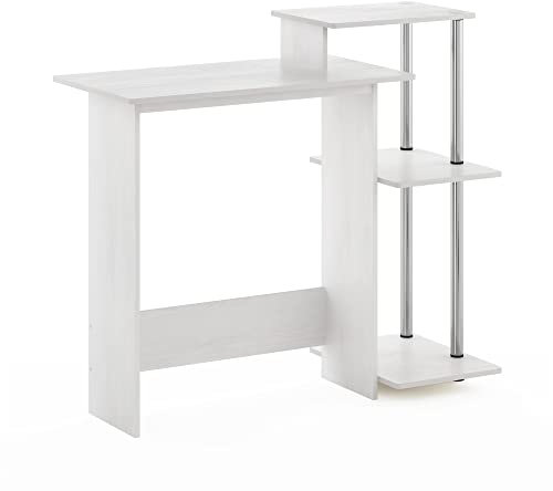 Furinno Efficient Home Laptop Notebook Computer Desk, Study Desk, Writing Desk, White Oak/Stainless Steel