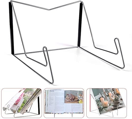 HirrWill Faltbares Bücherregal aus Metall, Musikbuch Staffelei Ausstellungsregal, tragbares Leseregal Bücherregal, Hardcover Lehrbuch Bücherregal I Pad Rezept kompakt und stabil (1 Stück)