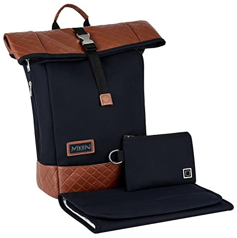 MOON Backpack ROLLTOP navy, mit 16 Liter Stauraum, inklusive Wickelunterlage und Geldbeutel