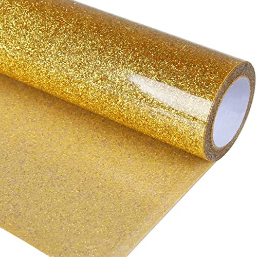 TORC Gold Glitter HTV Heat Transfer Vinyl Roll 12.5 inch x 5 ft Iron on Vinyl for T Shirts Crafts