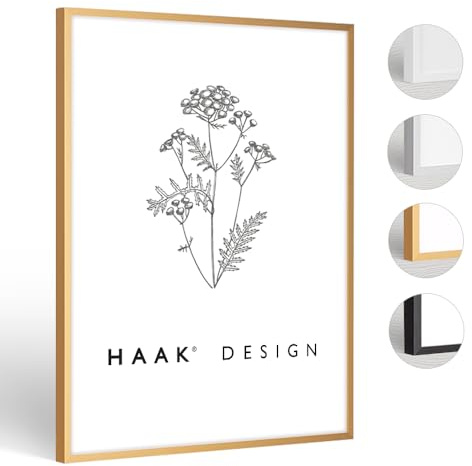 Haak HaakDesign schmaler Bilderrahmen Alena Aluminium Alubilderrahmen 100 x 100 cm Gold Fotorahmen, Geschenkidee