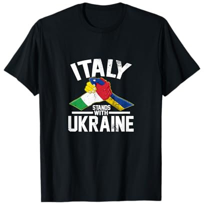 Italia sta con Ucraina Ucraina Bandiera Italiana Tees Maglietta