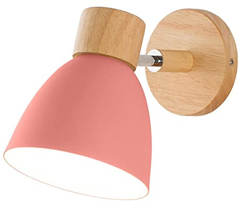 Fenteer Moderne minimalistische Wandlampe Holz E27 Macaron Nachttischlampe Wandleuchten für Restaurant Aufenthaltsraum Gang Home Beleuchtung, ROSA