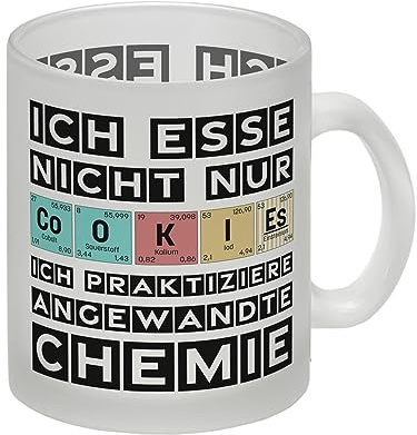Cookies Kaffeetasse mit Spruch im Periodensystem für Chemiker Lustige Tasse Geschenk für Chemiker Wort aus Periodensystem Glas Tasse Die perfekte Kaffeetasse für Chemiker und