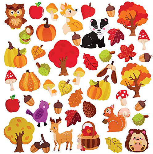 Baker Ross Autocollants en Mousse motif Automne - Lot de 100, Autocollants pour Enfants (FX107)