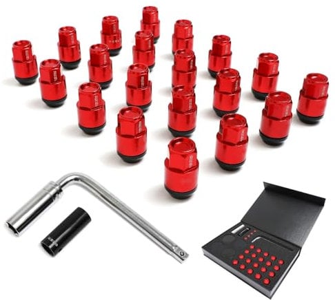 MUGE RACING Tesla Model 3 Y Wheel Center Hub Cap Kit, Wheel Cap Kit Center Cap Lug Nut Cover Tire Valve Cap Tesla Accessories(Red)