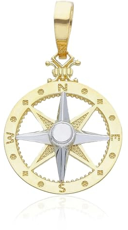 GioiaPura Ciondolo da Donna Collezione Oro 375. Ciondolo Rosa dei Venti Realizzato in Oro 9Kt. Peso: 0,9 G Circa. La Referenza È Gp9-S254077.