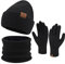 ZASFOU Damen Winter Beanie Mütze Schal Touchscreen Handschuhe Set Warme Wintermütze Loop Schal Schlauchschal Winterhandschuhe Weihnachten Geschenk für Frauen,Schwarz