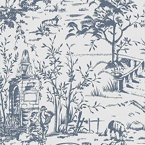 Laura Ashley Toile de Jouy Dark Seaspray Blue Papier peint