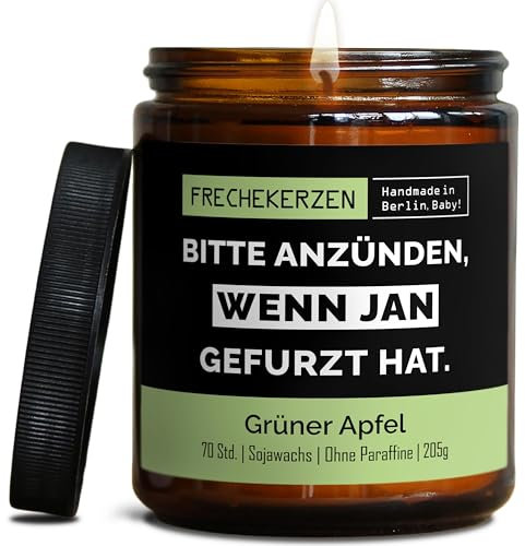 Lustige Duftkerze mit Spruch für Freunde, Geschwister, Papa | Handgemacht aus Sojawachs |Personalisierte Geschenkkerze In Geschenkbox | Valentinstag Geschenk Geburtstag |Apfel