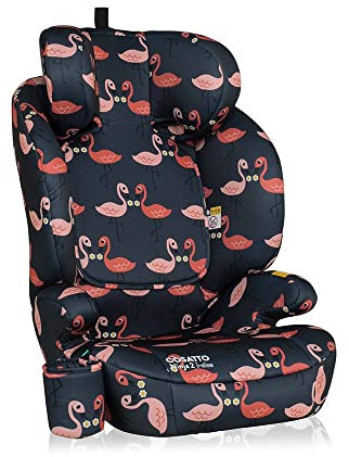 Cosatto Ninja 2 i-Size Kindersitz - Ab 100-150cm, circa 4-12 Jahre, R129 Boostersitz mit hohem Rückenteil, Kopfstütze Einfach mit Gurt oder ISOFIX einstellbar, vorwärts gerichtet (Pretty Flamingo)