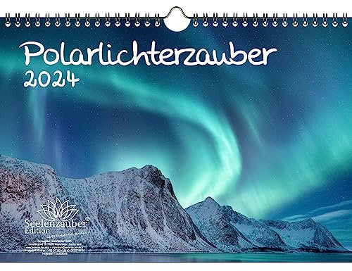 Polarlichterzauber DIN A4 Kalender für 2024 Himmel und Nordlichetr Polarlichter - Geschenkset Inhalt: 1x Kalender, 1x Weihnachtskarte (insgesamt 2 Teile)