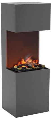 GLOW FIRE Wasserdampf Kamin Beethoven (Standkamin) - Elektrokamin mit realistischen LED 3D-Flammen, Knistereffekt & Fernbedienung, 60x170x50 cm - Opti-Myst 600 Elektro Kamin mit Holz-Deko, Grau