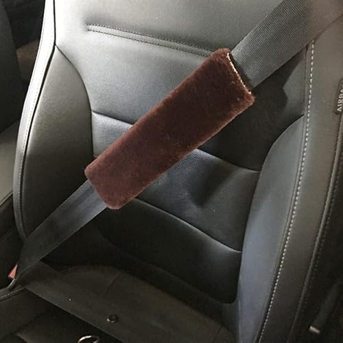 2 Stück Gurtpolster Auto,Plüsch Warm Auto Gurtpolster für Erwachsene und Kinder Weich Sicherheitsgurt Schulterpolster Sicherheitsgurt Schutz Premium Polsterung für Sitzgurt im Auto Reise -Braun