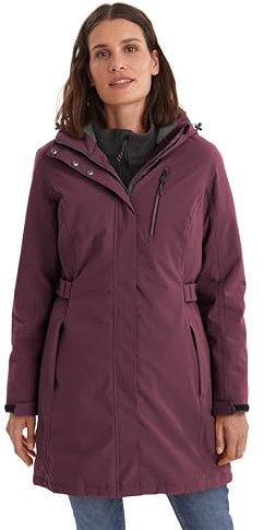 killtec Damen Funktionsparka/Parka mit abzippbarer Kapuze KOW 165 WMN PRK, dunkelpflaume, 50, 37726-000