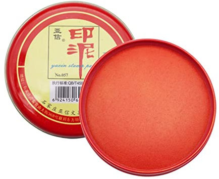 LUOFANG Rotes Stempelkissen chinesisches Stempelkissen rote Tintenpaste schnell trocknendes rotes Stempelkissen rundes Yinni Pad für einen klaren und klaren Abdruck