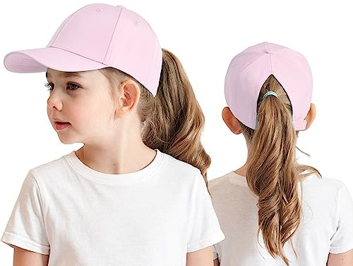 Cysocool Kinder Pferdeschwanz Baseballkappe 3-8 Jahre Mädchen Jungen Golf Visor Basecap Hut Sonnenblende Hut UV-Schutz Schirmmütze Sommermütze Junior Sommerhut Tennis Kappe Sonnenhut Visier UPF 50+