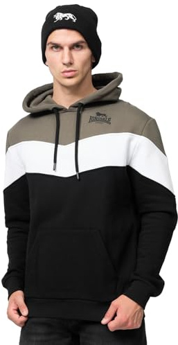 Lonsdale Herren Kapuzensweatshirt Normale Passform MOYROUKAN Olive/Black/White XXL, 117466