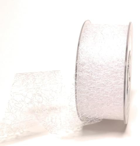 s.dekoda Dekoband 25m x 40mm Weiß Netzband Spinnennetz Schleifenband