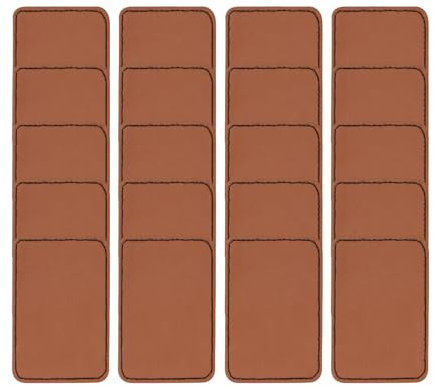 LT Easiyl 20 Stück PU Blanko Rechteckige Leder Etiketten Aufnäher, Leder Hut Aufnäher mit Kleber, Lederflicken für Hüte, für Kleidung Schuhe Hüte Jeans Taschen, 7,6 X 5 Cm