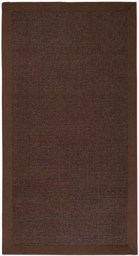 casa pura Amazonas Dunkelbraun 120 x 180 cm Sisal Teppich – Naturfaser Teppich mit Baumwollbordüre, Wohnteppich, Sisalteppich