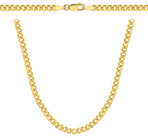 Amar Luxury ketten für herren gold 925/585 14k, kette herren - halskette herren, panzerkette herren 925 silber mit gold 14k, königskette- herren schmuck, italienische Qualität (60 cm, 3,8 mm)