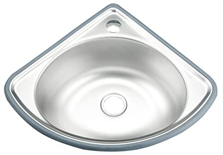 Edelstahl-Eckwaschbecken, Badezimmerwaschbecken, an der Wand montiertes dreieckiges Gefäß, für Küche, Badezimmer, Toilette) (Silber B3 (34 x 34 cm))