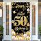 POPOYU Banner 50 Geburtstag Mann,Banner 50. Geburtstag Schwarz Gold,Türbanner 50.Geburtstags,Deko 50.Geburtstags Mann und Frauen,Poster Hintergrund für Geburtstagsbanner, Hintergrunddekorationen