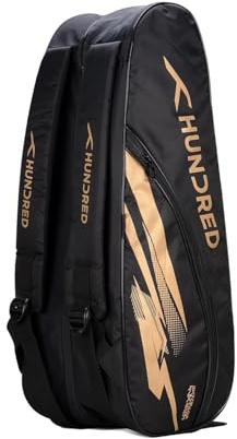 Hundred Cosmogear Badminton Kit-Tasche | Doppelter Reißverschluss | Tasche mit Reißverschlusstasche vorne | Material: Polyester | Gepolsterte Rückentragegurte | Leicht zu tragender Griff