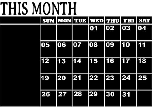 Ambiance Sticker Kreidetafel – Wandsticker, selbstklebend, abwischbar – Kalender des Monats – H 70 x L 100 cm