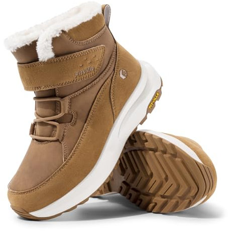 FitVille Bottes d'hiver pour Femme Pieds Larges Chaussures d'hiver Imperméable en Fourrure avec Doublure Chaude et Antidérapantes pour l'extérieur Brun 38 EU X-Large