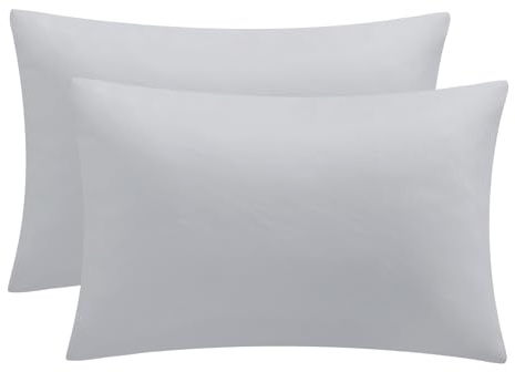 Tifschlaf Pillow Cases 2 Pack - Light Grey Pillowcases Pack of 2, 100% Brushed Microfiber Standard Queen Pillow Covers With Envelope Closure, 50x75 cm