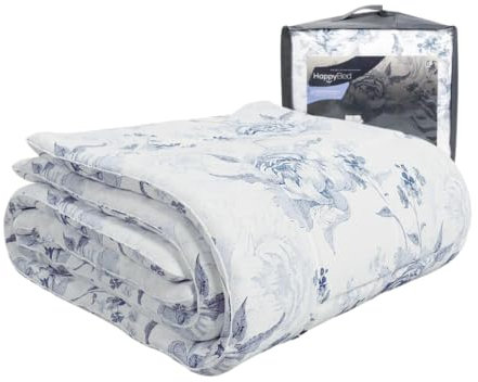 HappyBed - 240x220 cm - Waschbare Bettdecke ohne Bezug - Bedruckte Bettdecke ohne Bezug - Bettdecke mit Druck - Spannbettdecke - Einfache Blumen