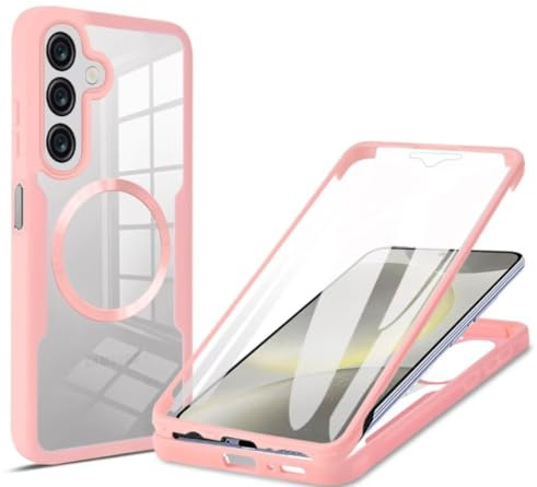 Beajew Coque pour Samsung Galaxy S23 Plus Magnétique Compatible avec MagSafe, avec intégré Protection écran, 360 Degrés Intégrale Protégé Téléphone Etui Anti-Rayures Anti-jaunissement, Couleur Rose