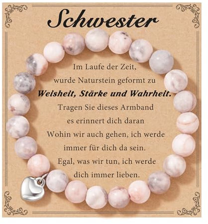 POWWA Schwester Geschenk, Geschenk Schwester Geburtstag Armband Beste Frauen Damen Große 2025 Weihnachten Valentinstag