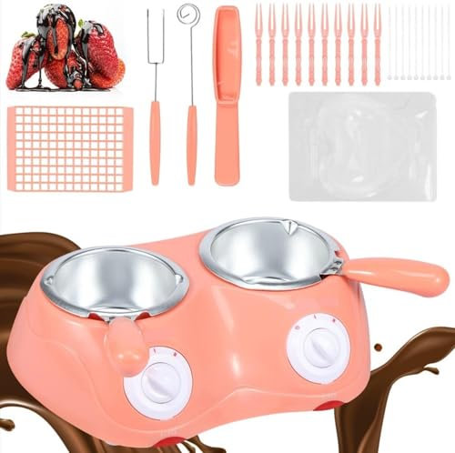 YUHAOTIN Chocolate Melting Pot Fondue Set,Candy Double Boiler Pot Kit,Electric Chocolate Fountain Melter for Candy Cheese Baking Kitchen Accessories,Chocolatier Electric Melter Melting Pot