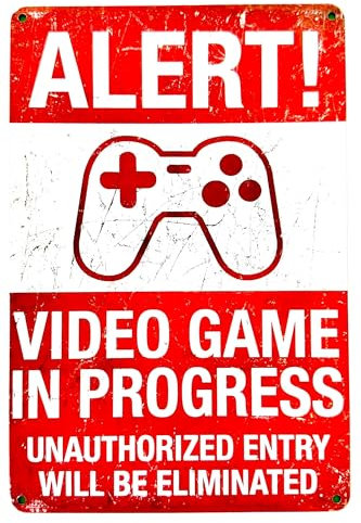 Póster de DiiliHiiri Placa de Juegos Graciosa — 30x20cm — Señal Divertida Gamer | Regalo Original para Amante de Videojuegos | Letrero Vintage — Cartel Retro Chapa (2635-289)